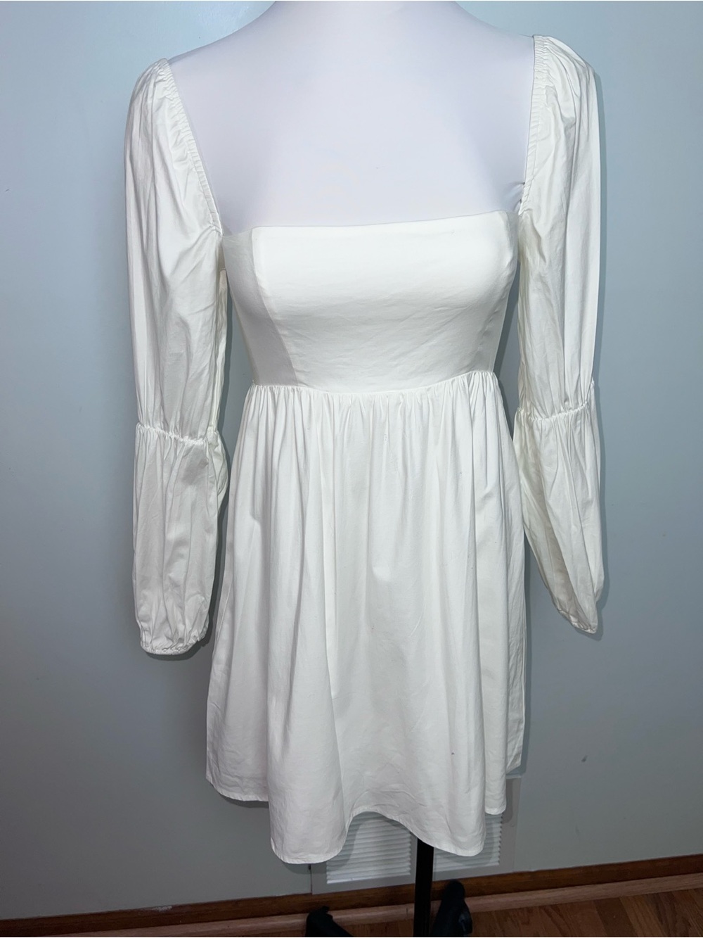 Reformation Michaela Dress White Size 0 Organic Cotton Puff Sleeve Mini